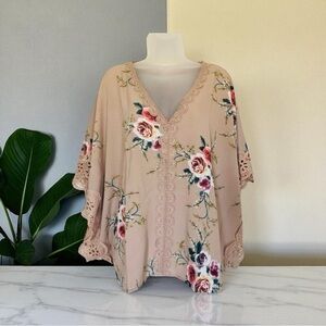 Floral Lace Trim Women's Top